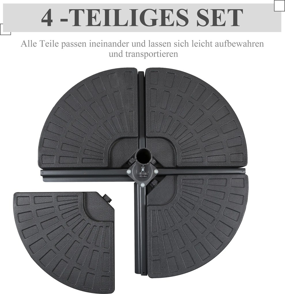 Outsunny 4-cz. Masa parasola może być wypełniona wodą 52 kg lub piaskiem 68 kg