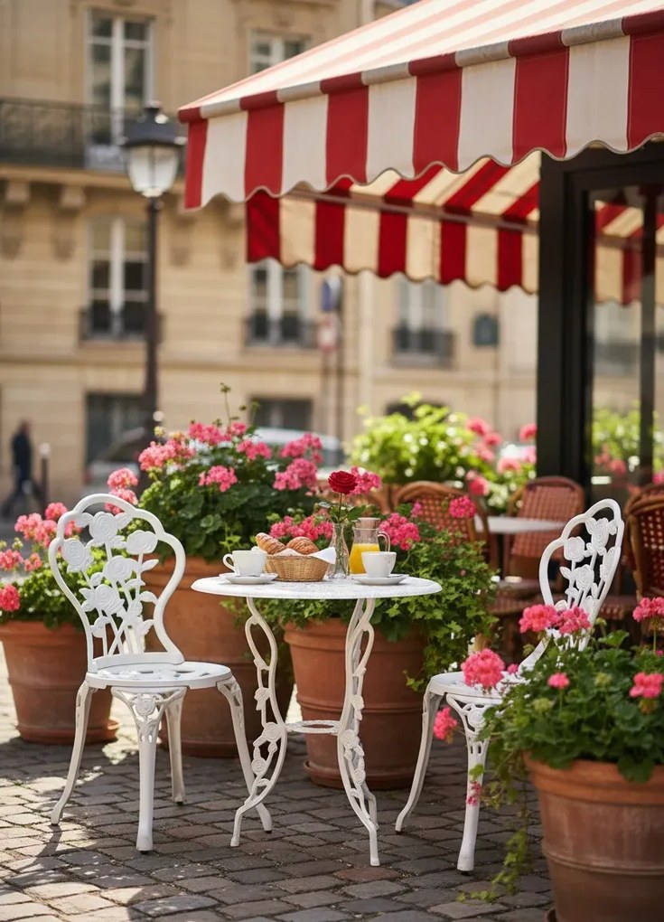 Biały zestaw mebli ogrodowych na balkon D8-F15