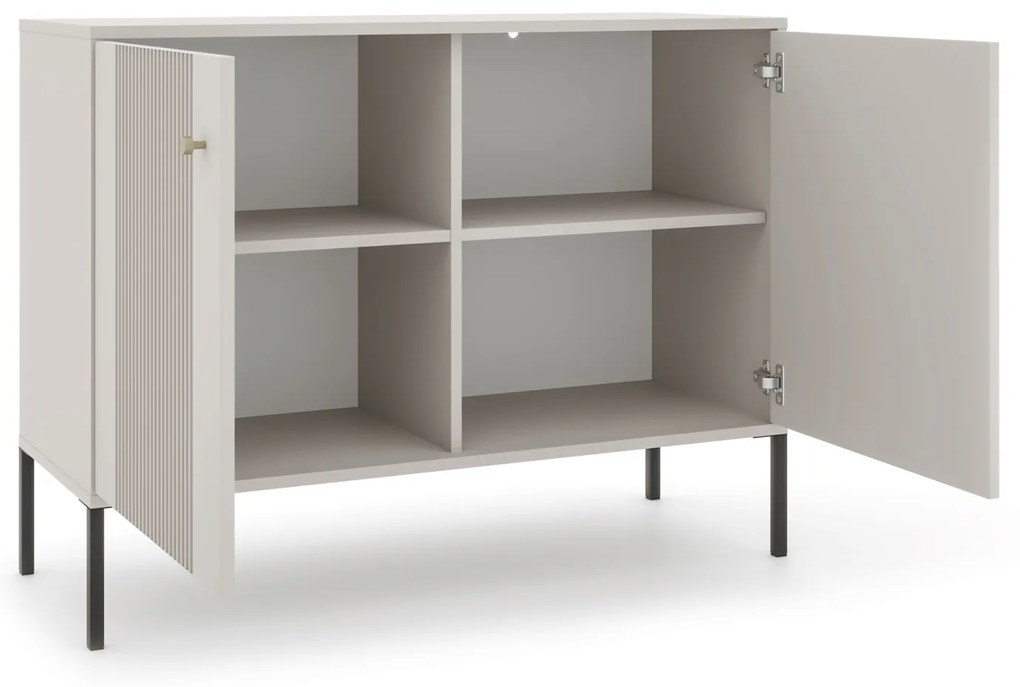 Komoda do Salonu Sypialni SOFT 104 cm Kaszmir Ryflowana Dwudrzwiowa Nowoczesna