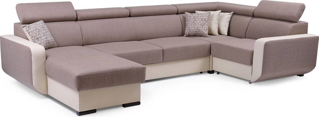 Masseno Narożnik PALAZZO z funkcją spania i pojemnikiem na pościel Narozniki U, Rozkładana sofa - Brązowy, INARI 23+MADRYT 912