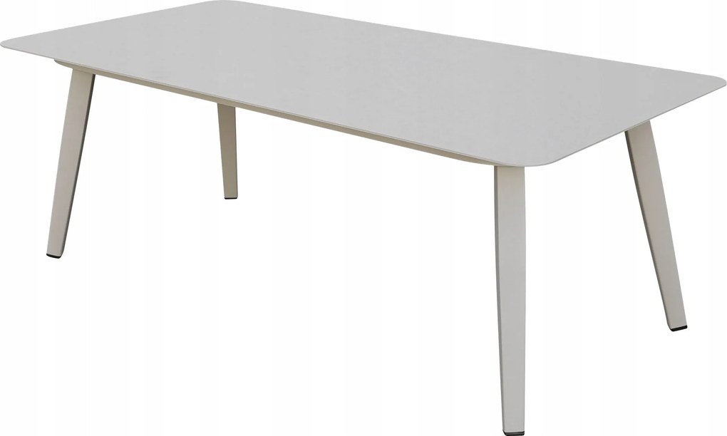 Stolik ogrodowy aluminiowy beżowy 120x60x43 cm lekki wytrzymały tarasowy