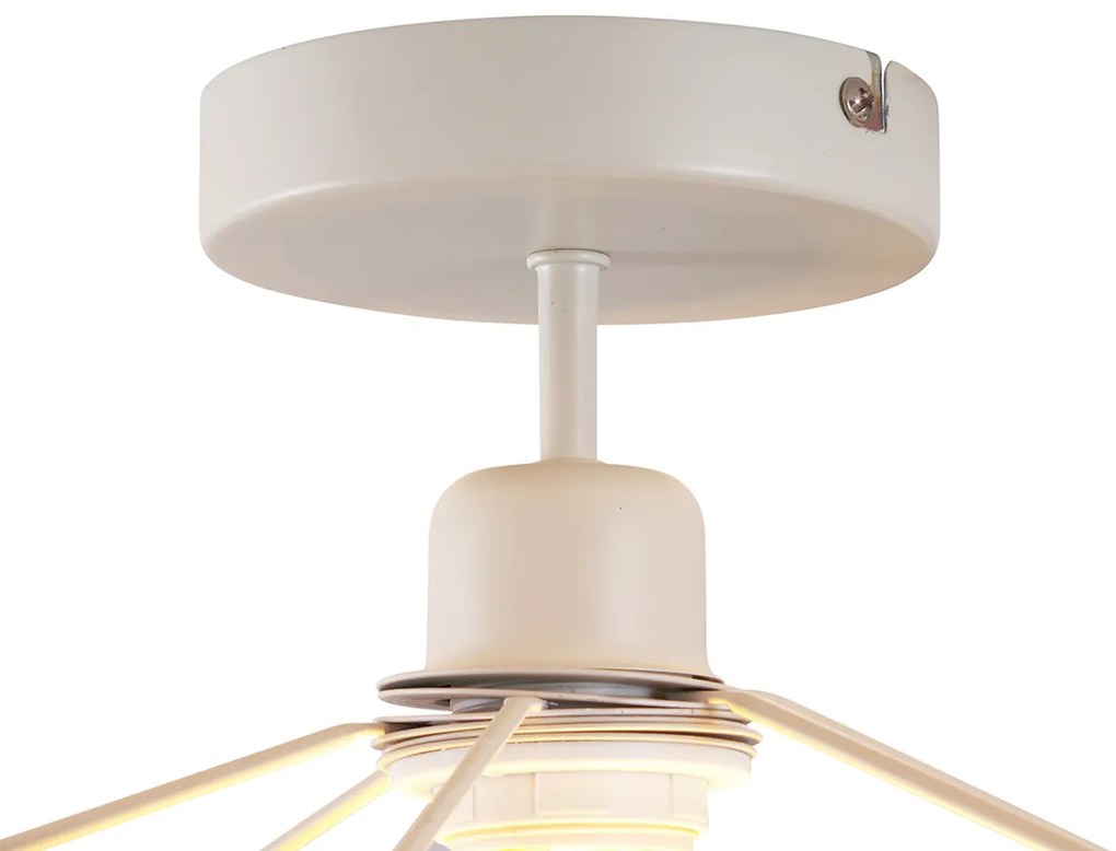 Lampa sufitowa Japandi kremowa z lnianym abażurem - Aisha