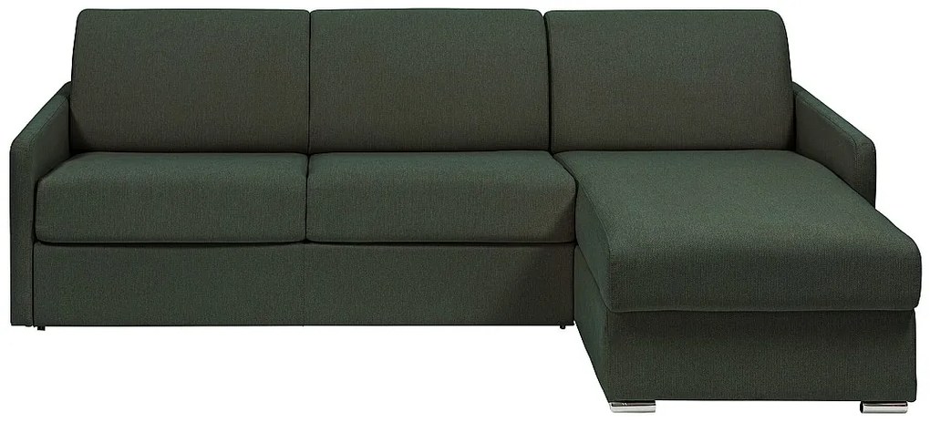 Kanapa narożna dwustronna rozkładana typu express z tapicerką w butelkowej zieleni - Miejsce do spania 140 cm - Materac 14 cm - CALIFE