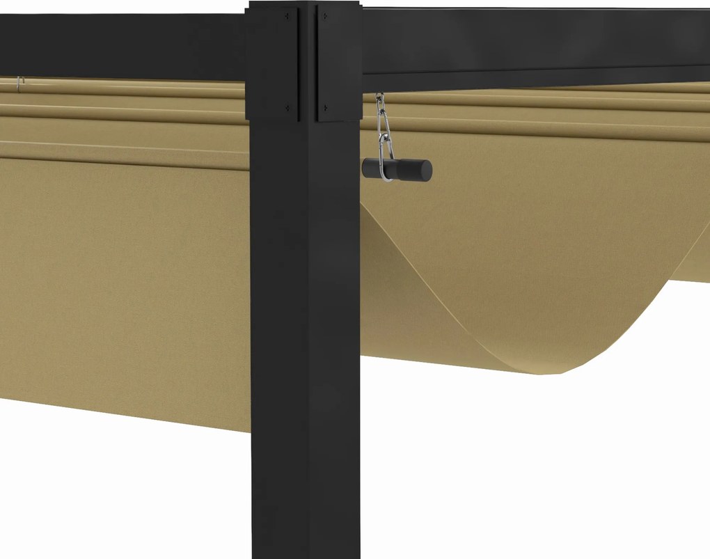 Outsunny pergola metalowa ochrona przed słońcem wodoodporna na taras balkon ogród UV odporna khaki lekka konstrukcja | Aosom PL