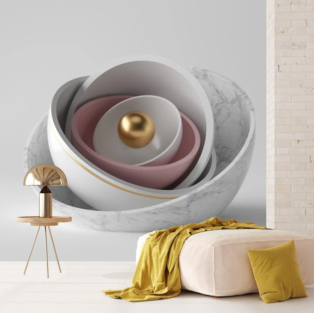 Fototapeta - Marmurkowy kwiat 3D (196x136 cm)