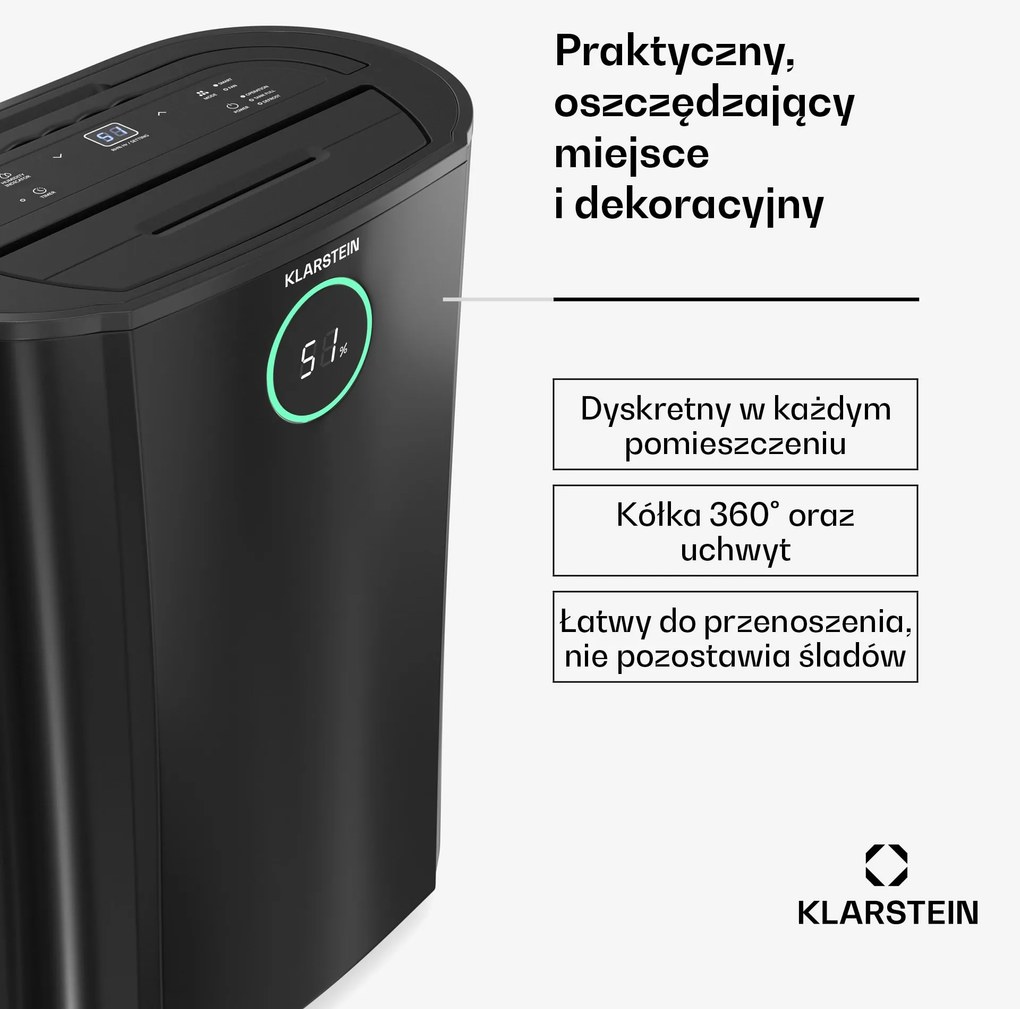 Klarstein DryFy Pro Smart 16L/24h 2,5L Osuszacz powietrza Czarny