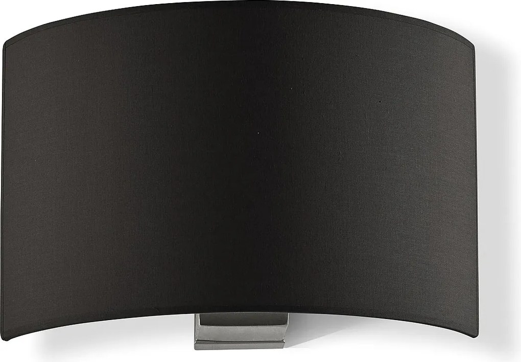 Kinkiet Amsterdam w klasycznym stylu - Wysoko?? 21 cm - wn?trze - stal i satynowany nikiel - czarny plisowany aba?ur wst?gowy - E27 Ø45 Max. 40W-IP20