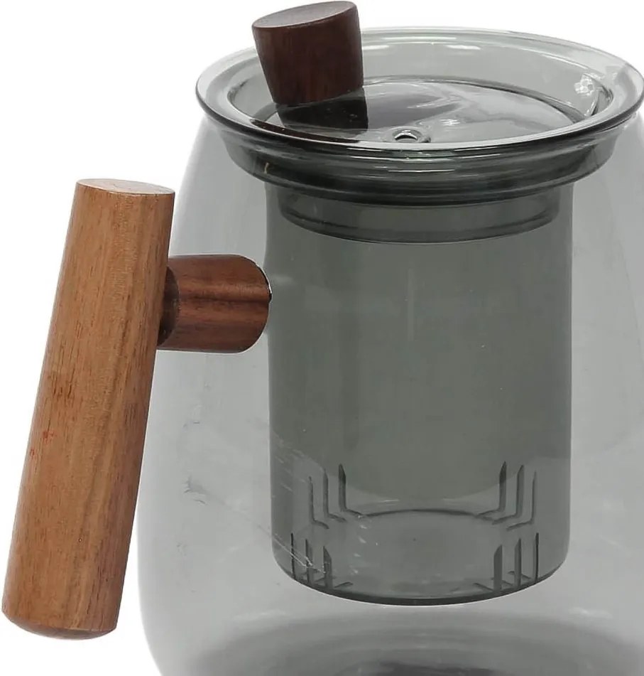 Dzbanek do zaparzania z szarego szkła TWISTED LIME, 800 ml