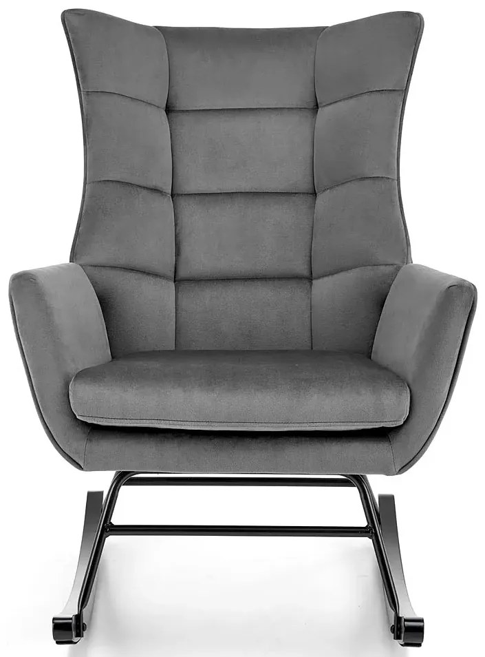 Tapicerowany popielaty bujany fotel C9-B06