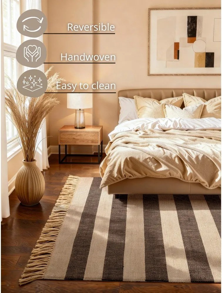 Czarny/kremowy dywan z juty dwustronny/tkany ręcznie 120x170 cm Playa – Hanse Home