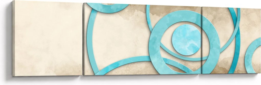 Obraz - Niebieskie koła na akwareli (170x50 cm)