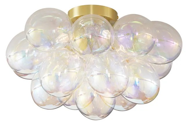 Designerska lampa sufitowa mosiężna z tęczowym szkłem 4-punktowa - UvasDesignerski Oswietlenie wewnetrzne