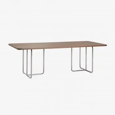Prostokątny Stół Jadalny Z Płyty Mdf I Tento Ze Stali Nierdzewnej Fornir Orzechowy & 240 X 100 Cm - Sklum