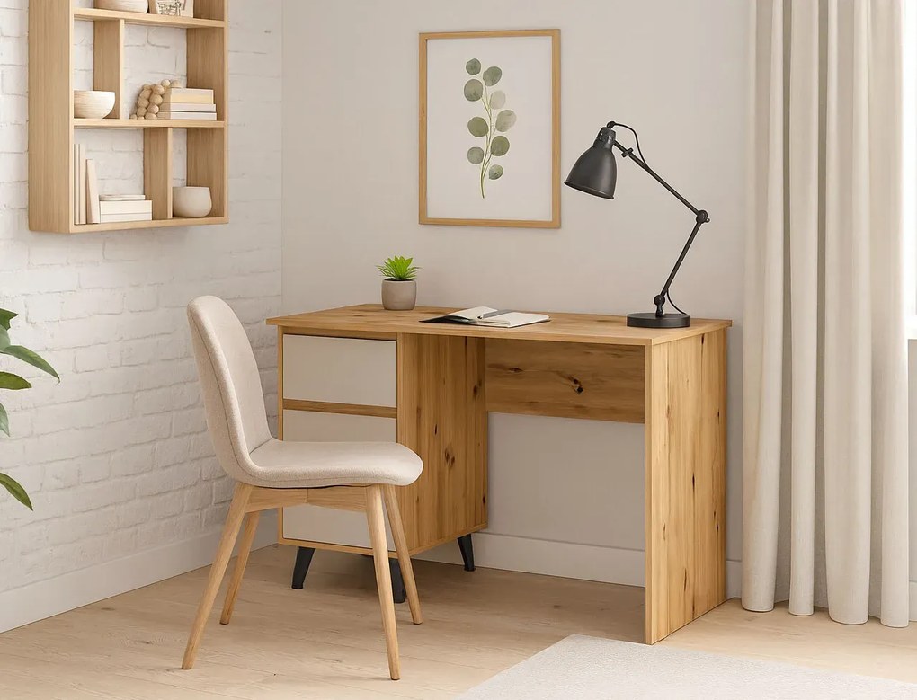 Biurko w stylu skandynawskim dąb artisan + kaszmir P5-D34