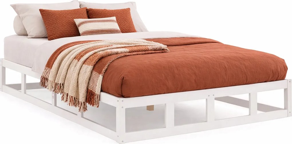 Białe małżeńskie łóżko z drewna 160x200 M6-P52