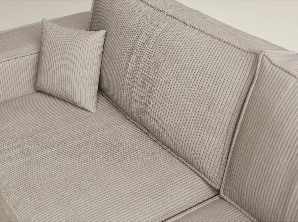 Beżowy sztruksowy rozkładany narożnik ze schowkiem (prawostronny/w kształcie litery L) Tonga – Maison de Rêve