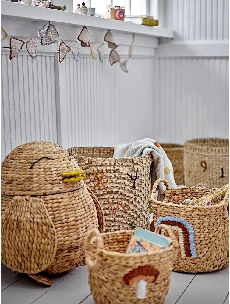Dziecięce kosze na zabawki z hiacyntu wodnego w naturalnym kolorze 2 szt. ø 32x32 cm Agnes – Bloomingville Mini