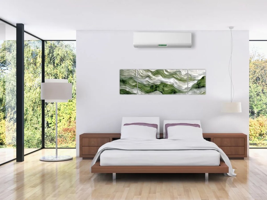 Obraz - Zielone i białe zmarszczki (170x50 cm)
