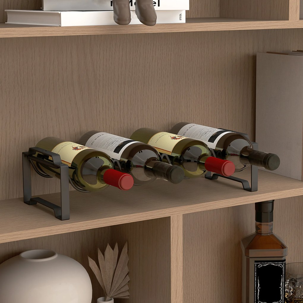 HOMCOM 4-poziomowy Regał na Wino, wolnostojący dla 16 butelek, Metal, Czarny