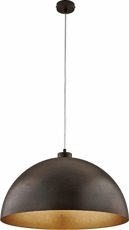 Lampa wisząca Marcus Ø50 cm z czarnego lakierowanego żelaza, dekor z efektem rdzy na zewnątrz i starego złota wewnątrz, regulowany kabel, 1 światło