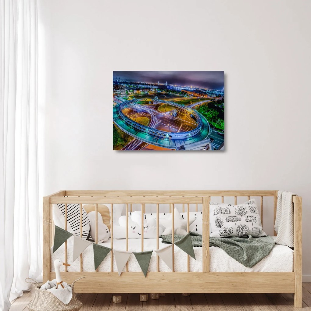 Obraz na szkle - nocna panorama miasta (70x50 cm)