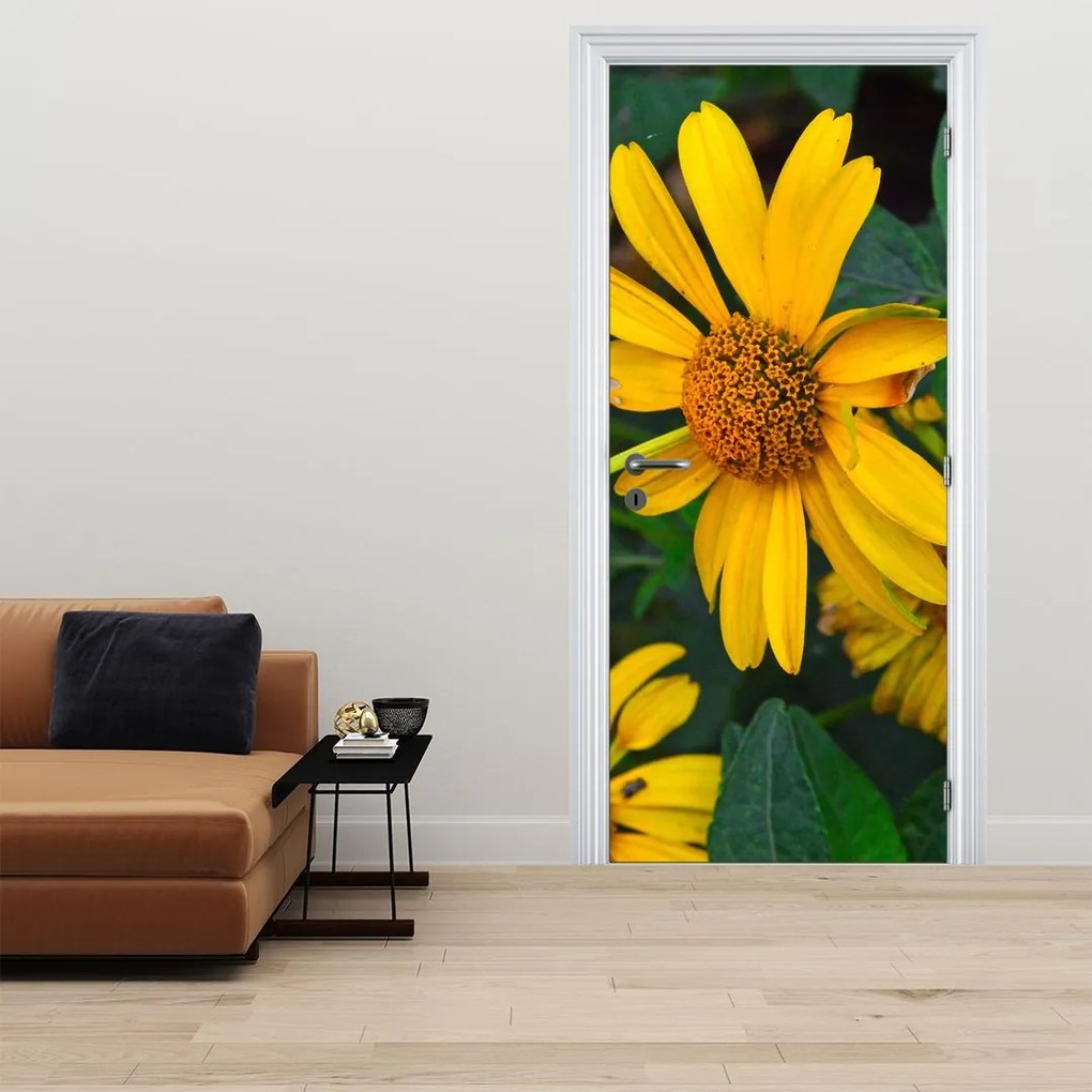 Fototapeta na drzwi - Żółte kwiaty (95x205cm)