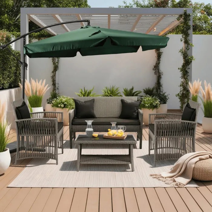 Parasol Ogrodowy Składany AKRON 300 cm Zielony Regulowany Na Taras