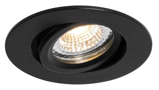 Wpuszczany reflektor czarny, regulowany, 6,5 cm, z LED, IP54, ultracienki - Pupil