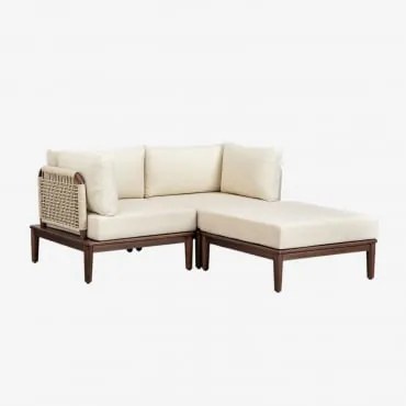 Sofa Modułowy 2-częściowy Z 2 Narożnikowymi Fotelami I Pufą Z Akacji Giulia Ciemny Akacjowy Brąz - Sklum