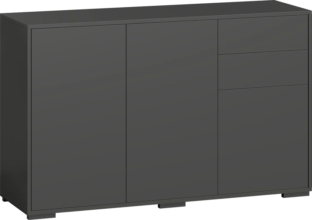 HOMCOM Sideboard Komoda, 2 szuflady, Push-Click, 117 cm x 36 cm x 74 cm, Czarny | Aosom PL