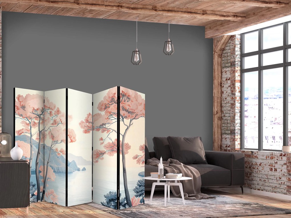 Parawan akustyczny Pejzaże 225x172 cm 5-częściowy biały ARTGEIST B