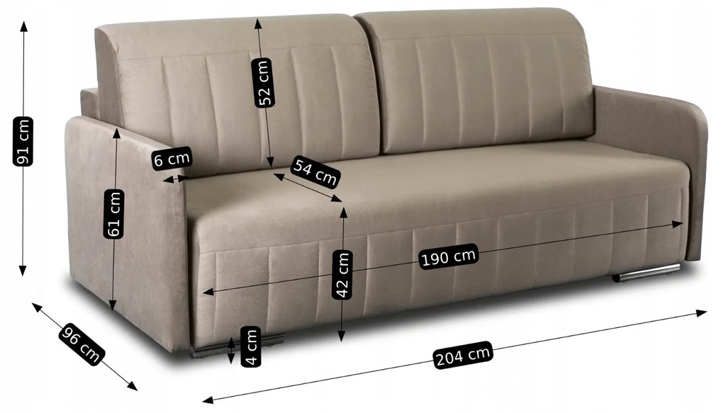 Sofa Rozkładana z Funkcją Spania LUMO Dwuosobowa Beżowa Nowoczesna do Salonu