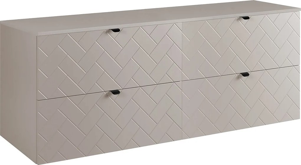 Meble łazienkowe, Kaszmir, 160 x 57 x 46 cm, czarne uchwyty