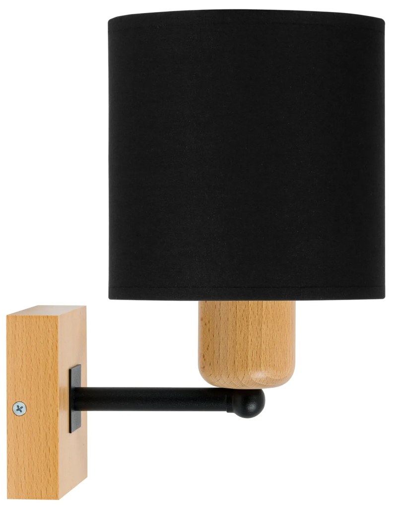 Czarny kinkiet LED CL-WD-SC10x10BU-SC jednopunktowy z litego drewna