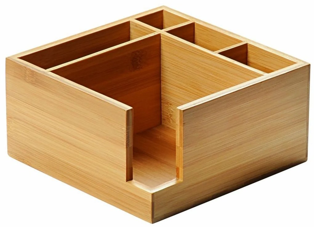 Kesper 70851 Organizer kuchenny bambusowy, 5 przegródek, 18 x 9 x 18 cm