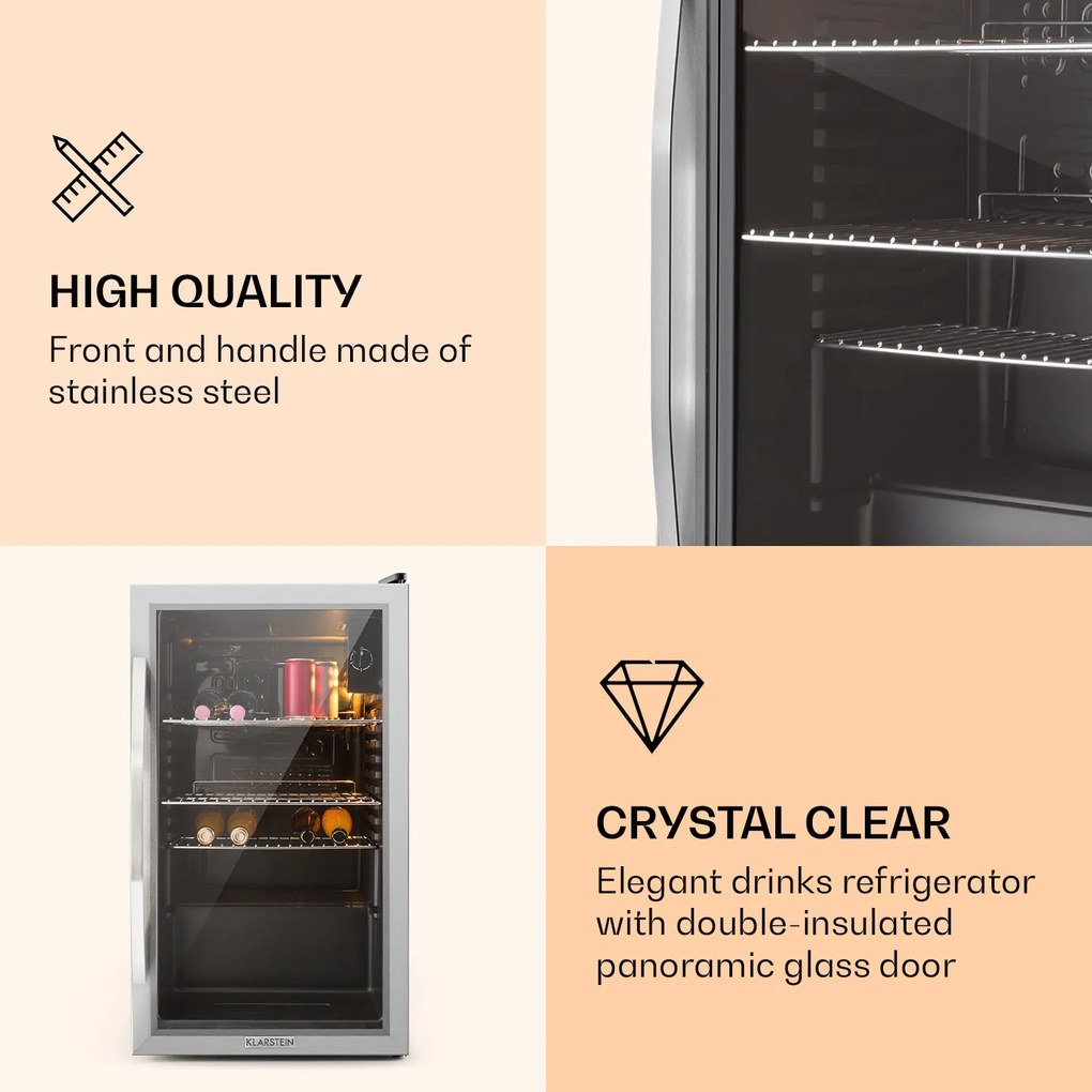Klarstein Beersafe 84.5cm 80L Lodówka na Napoje Srebrny