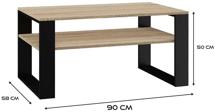 Minimalistyczna ława do narożnika dąb sonoma + czarny F2-E14