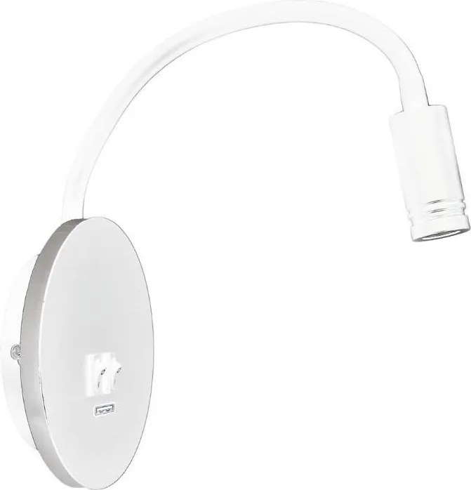 LED giętna lampka ścienna z USB BASE LED/8W+LED/2W/230V biała/srebrna