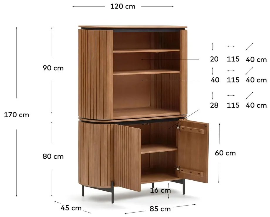 Regał z drewna mango w naturalnym kolorze 120x170 cm Licia − Kave Home