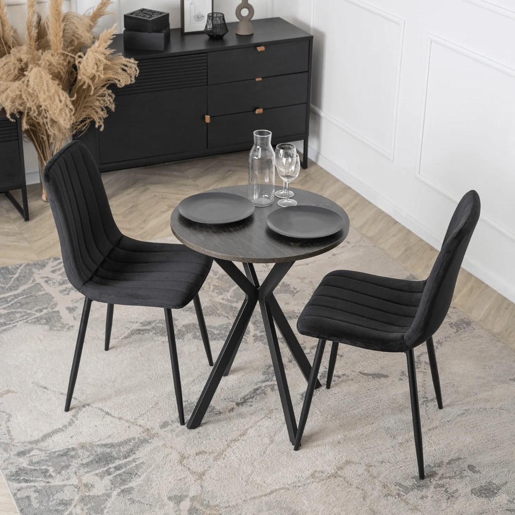 Stół Okrągły LAUREN 60 cm Czarny Loft Nowoczesny