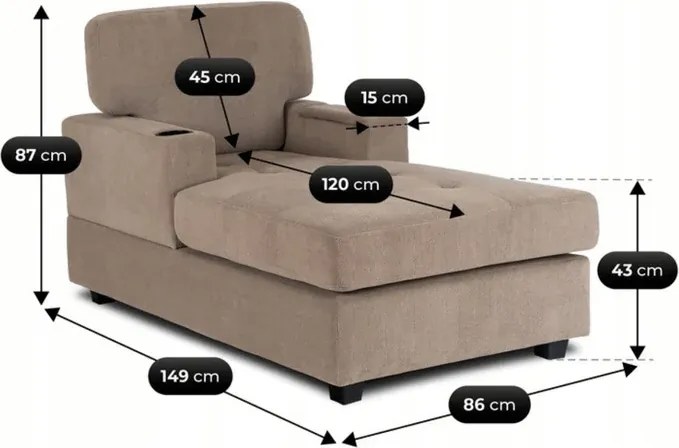 Fotel Wypoczynkowy Sofa NEO Beżowy Tapicerowany