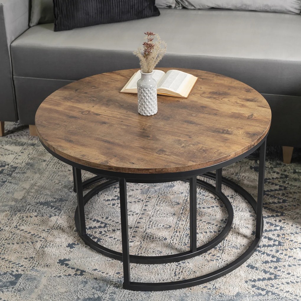 Zestaw Stolików Kawowych FIGO MAX 60 cm/80 cm Dąb Rustykalny