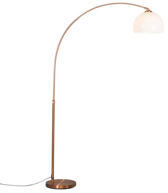 Nowoczesna lampa łukowa miedziana z białym kloszem - Arc Basic
