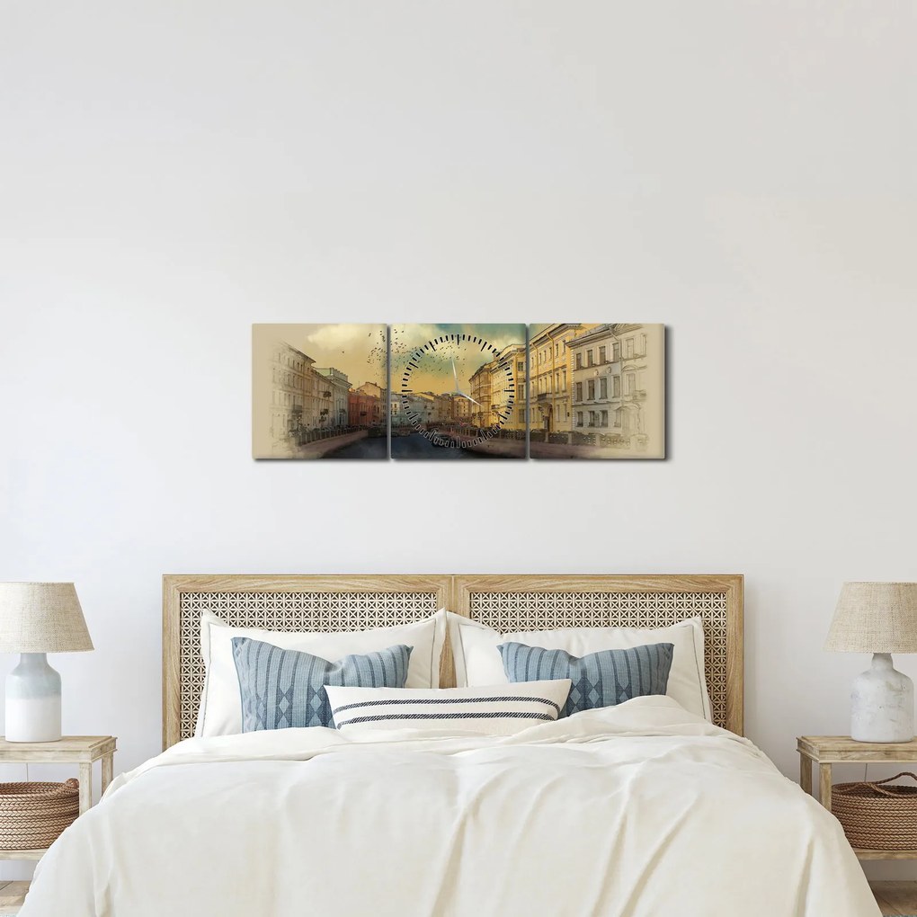 Obraz - Rzeka Mojka, Sankt Petersburg, Rosja (z zegarem) (90x30 cm)