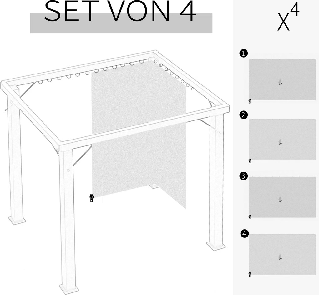 Outsunny Ściany Boczne Do Pawilonu Ogrodowego 3x3m Poliester Błyskawiczny Zamek Beżowe Wytrzymałe Słupki Szyny Przesuń Set 4 Ścian Bocznych Aosom PL