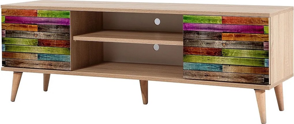 Stolik pod TV – 140 x 50 x 40 cm – dąb Sonoma – płyta wiórowa pokryta melaminą