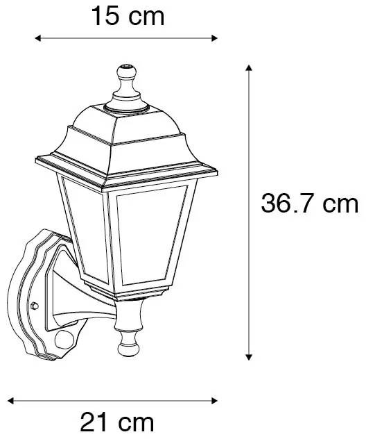 Zewnetrzna Klasyczna lampa ścienna zewnętrzna czarna z czujnikiem ruchu - Capital klasyczny/Antyczny Oswietlenie zewnetrzne