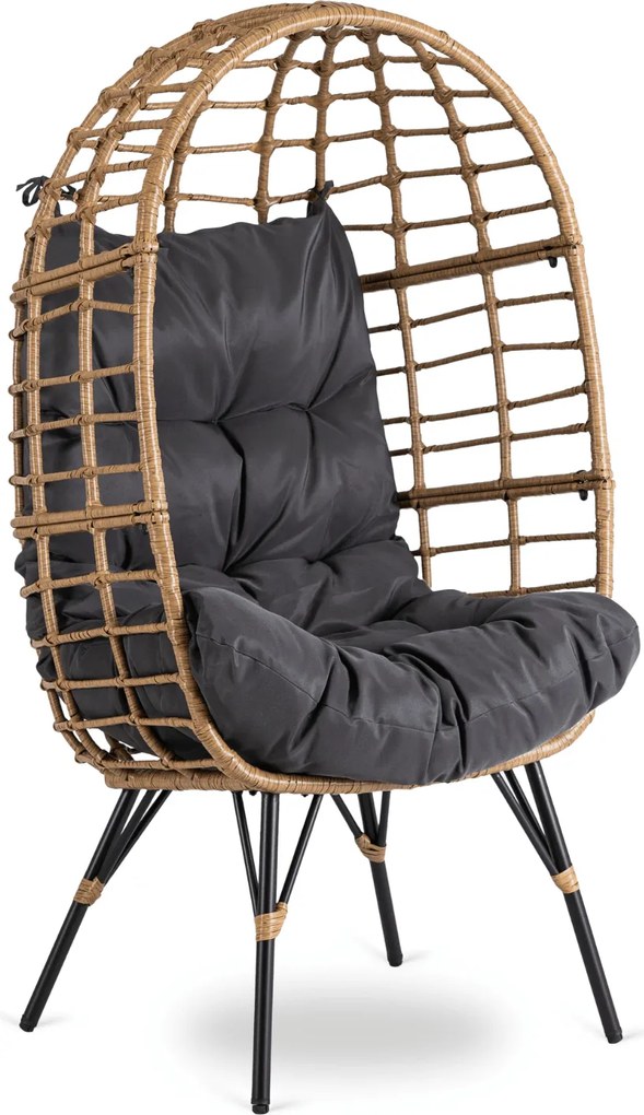 Fotel ogrodowy typu kokon Madison, szary, stojący