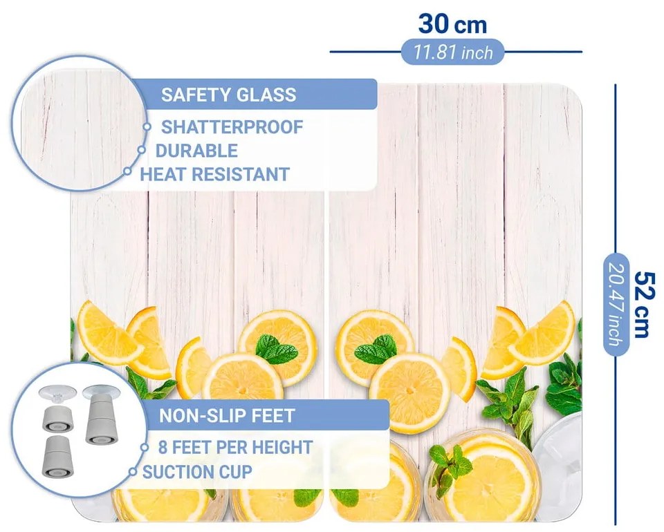 Płyty ochronne na kuchenkę ze szkła hartowanego zestaw 2 szt. 52x30 cm Lemons – Wenko
