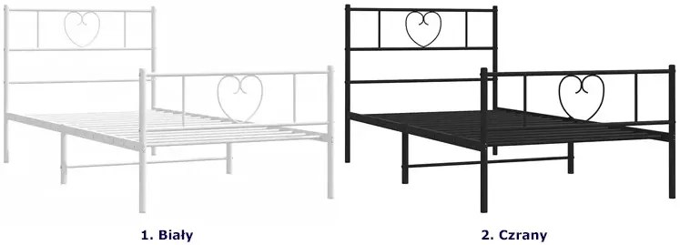 Białe pojedyncze łóżko metalowe 90x200 cm M3-H79